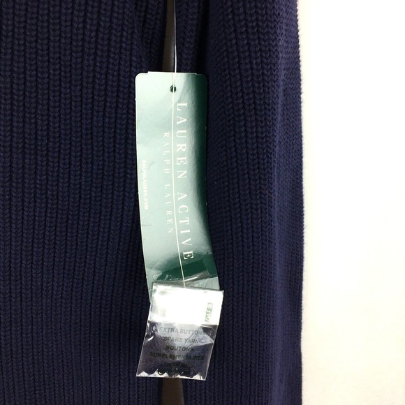 LRL Ralph Lauren Active Womens Navy Ribbed Sweater M Nautical Half Toggle Nwt - Picture 8 of 9